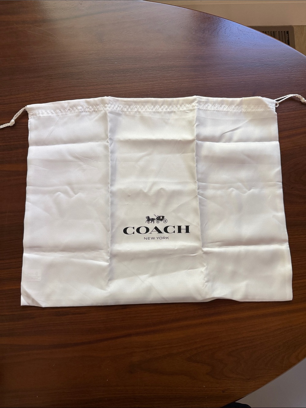 Coach White Drawstring Logo Dust Bag